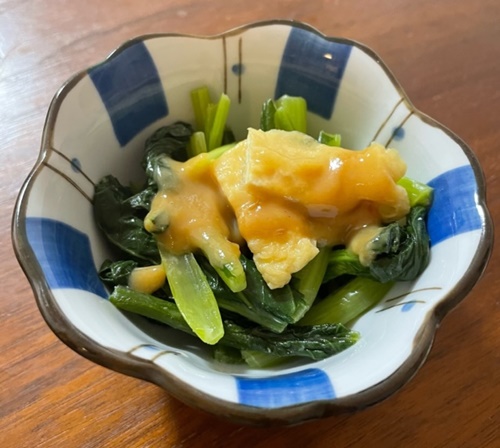 写真：小松菜のみそきな粉和え
